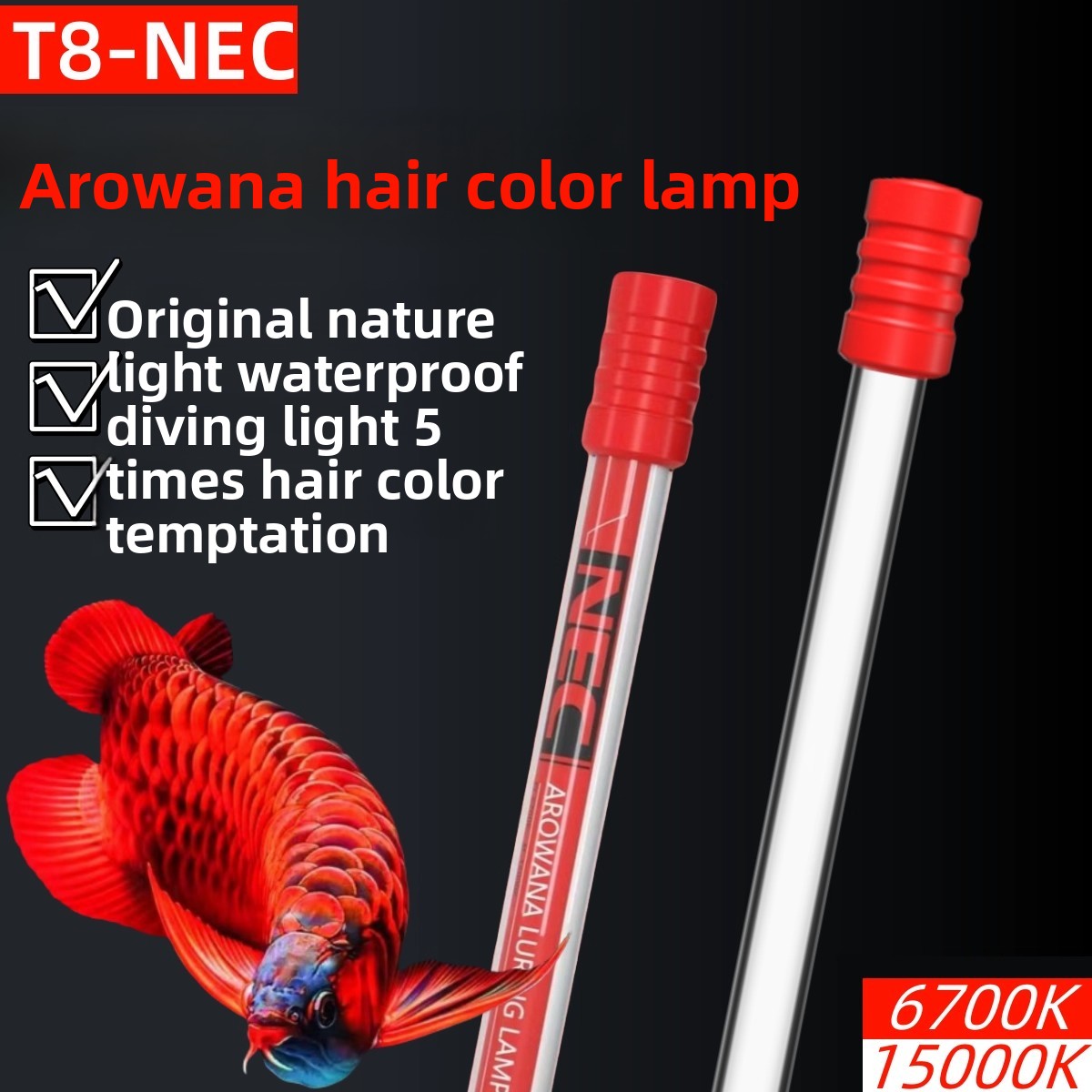 Aquarium Fish Red Colour - Balık Tankı Işığı Kırmızı Altın Arowana