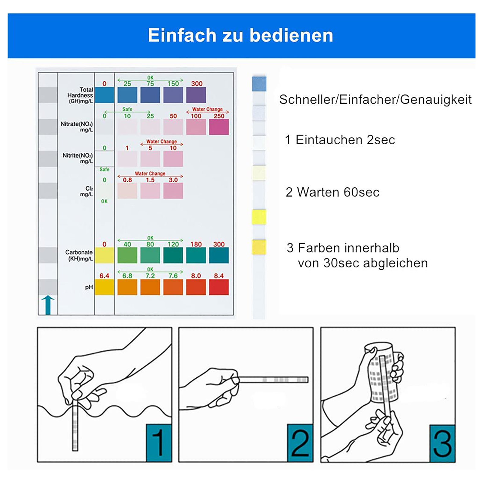 100 adet 6-in-1 Su Kalitesi Te - Aquarium Fish Quality incelemesi ve fiyatı